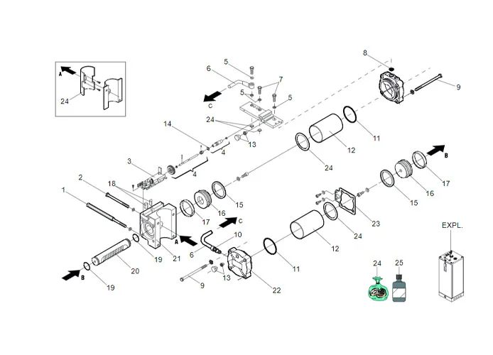 faac spare parts page for motor 760 cbac sr restyling