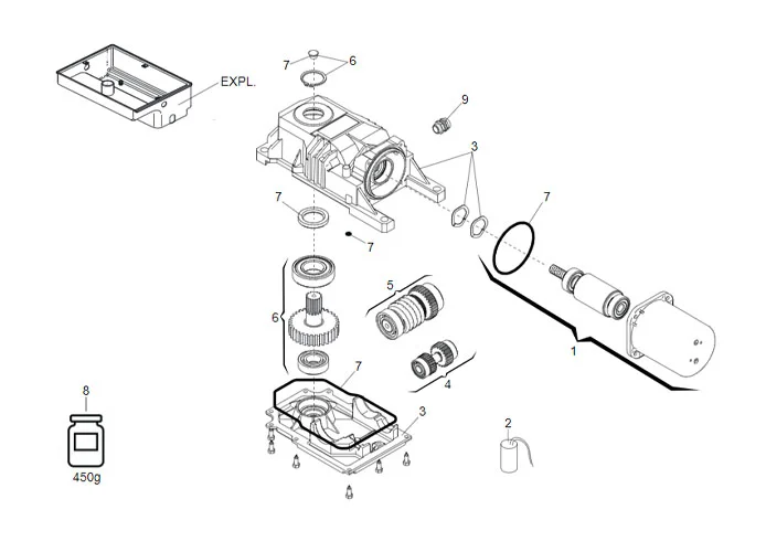 faac spare parts page for motor 770 230v